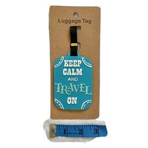 New Keep calm and travel on blue white luggage tag